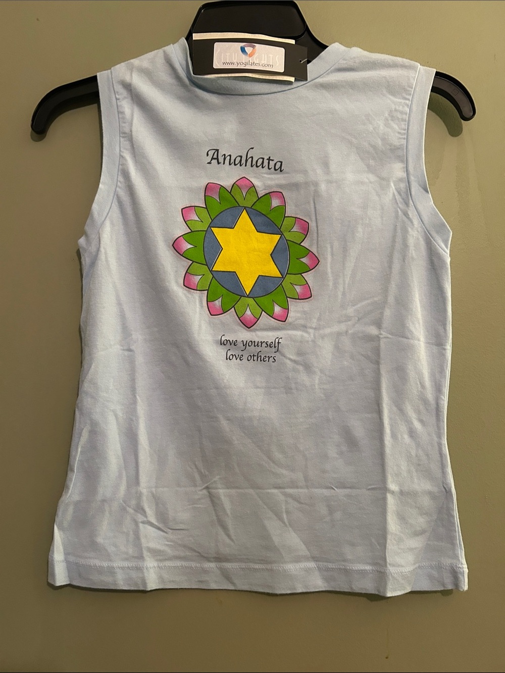 NWT City Lights Yogilates Light Blue Tank Top w/ Colorful Mandala Graphic Size S